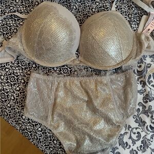 Victoria's Secret Silver Shimmer Bra Set